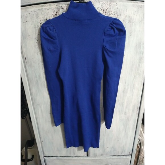 New Look Puff Sleeve Dress Medium Blue Boho Feminine Y2K Vintage - Picture 6 of 10